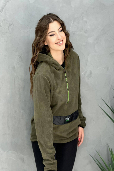 POLAR HOOD WOMAN SWEATSHIRT DARK GREEN/JEE - 5