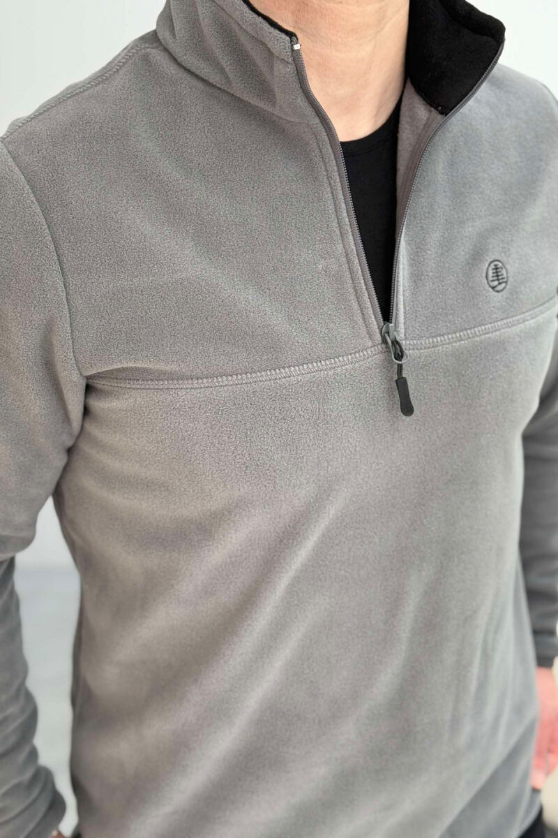 POLAR ONE COLOR ZIPPER NECK MEN SWEATSHIRT GREY/GRI - 2