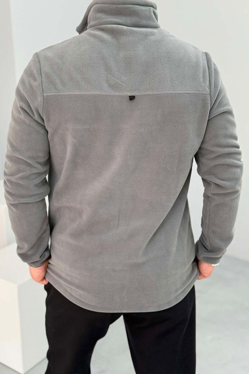 POLAR ONE COLOR ZIPPER NECK MEN SWEATSHIRT GREY/GRI - 3