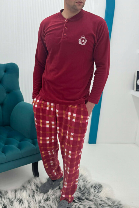 POLAR SWEATSHIRT+ SWEATPANTS MEN PYJAMAS BURGUNDY/VISHNJE - 1