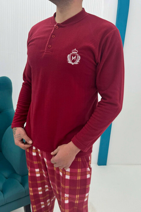 POLAR SWEATSHIRT+ SWEATPANTS MEN PYJAMAS BURGUNDY/VISHNJE - 2