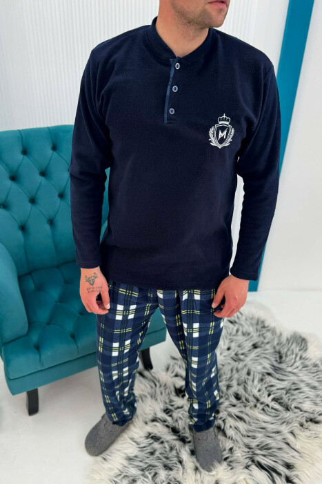POLAR SWEATSHIRT+ SWEATPANTS MEN PYJAMAS DARK BLUE/BEE - 4