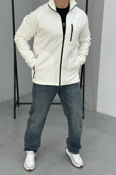 POLAR WARM ONE COLOR ZIPPER MEN JACKET WHITE-E BARDHE 