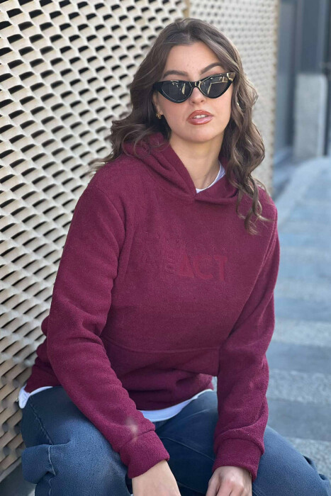 POLAR WRITTINGS WOMEN HOODIE BURGUNDY/VISHNJE - 3