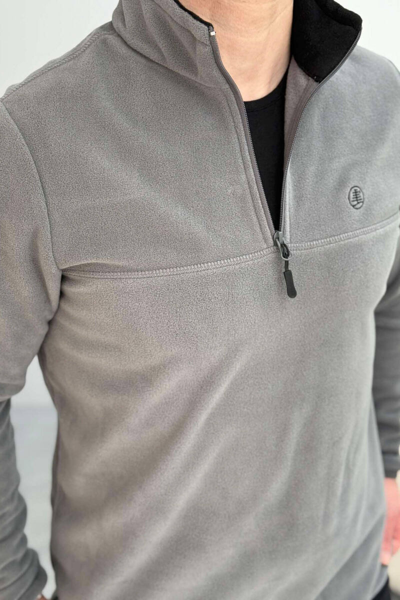 POLAR ZIPPER NECK MEN SWEATSHIRT IN GREY COLOR - 2