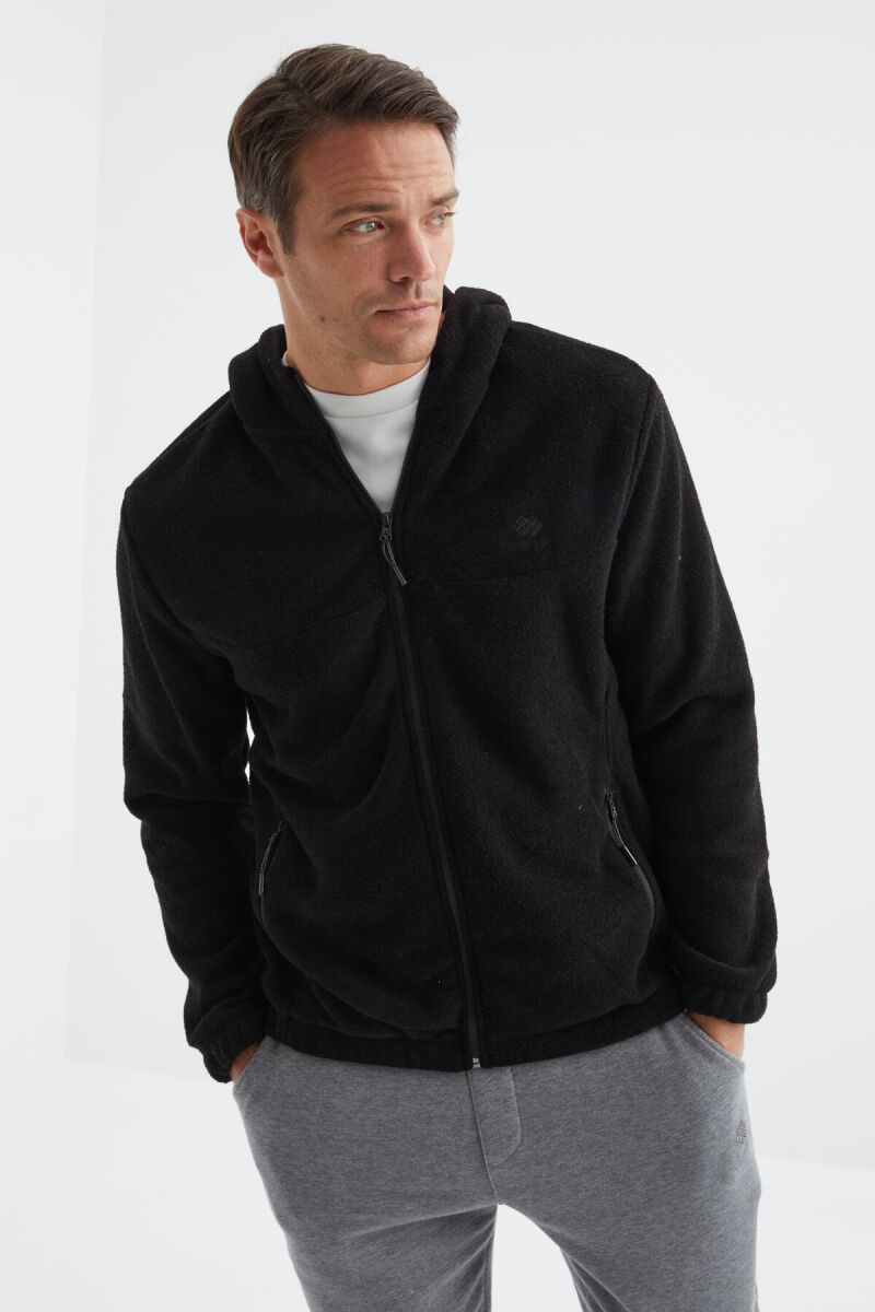 POLAR ZIPPER ONE COLOR MEN JACKET BLACK/ E ZEZE - 1