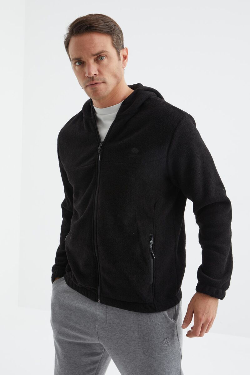 POLAR ZIPPER ONE COLOR MEN JACKET BLACK/ E ZEZE - 3