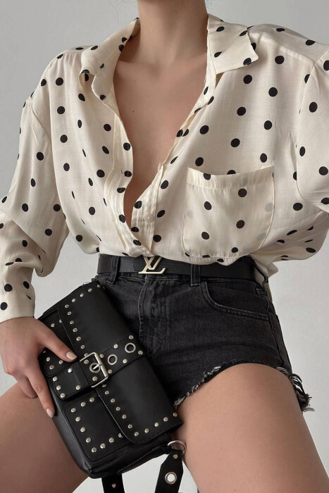 POLKA DOTS WOMEN SHIRT CREAM/KREM - 5