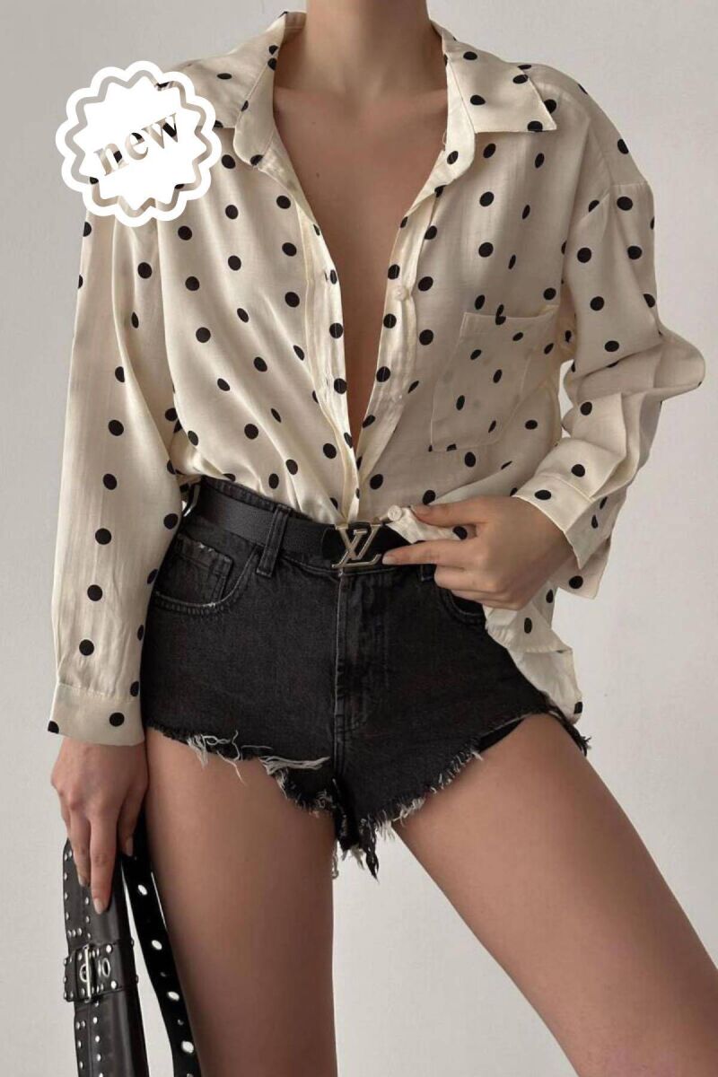 POLKA DOTS WOMEN SHIRT CREAM/KREM - 7