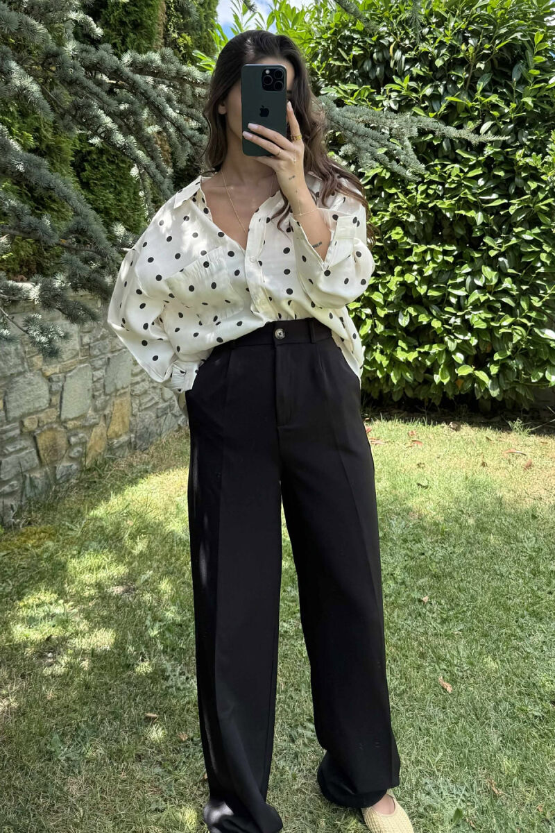 POLKA DOTS WOMEN SHIRT CREAM/KREM - 1