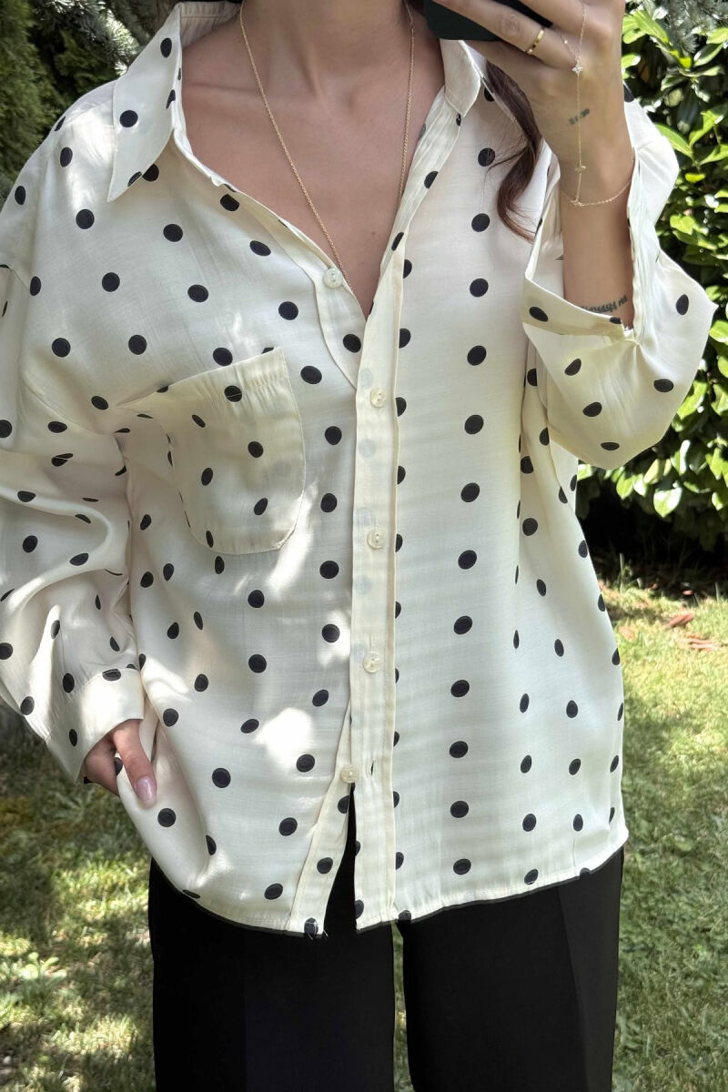 POLKA DOTS WOMEN SHIRT CREAM/KREM - 3