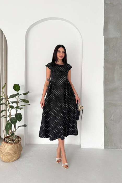 POLKA DOTS LACING WAIST WOMAN DRESS BLACK/ E ZEZE - 1