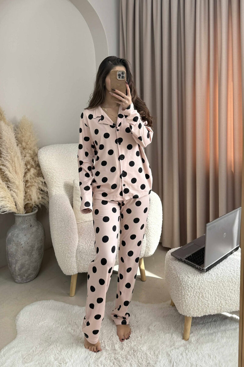 POLKA DOTS SIMPLE SHIRT+TROUSERS WOMEN PYJAMAS POWDER/PUDER - 2