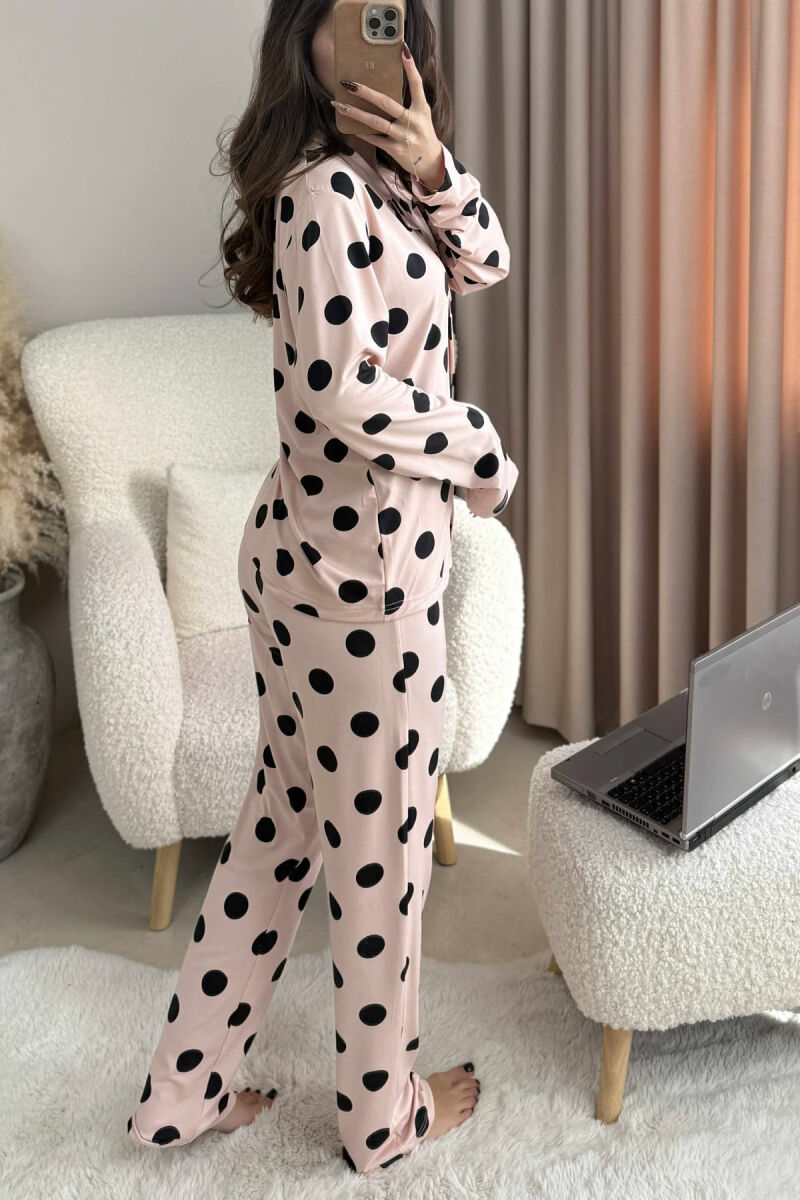 POLKA DOTS SIMPLE SHIRT+TROUSERS WOMEN PYJAMAS POWDER/PUDER - 4