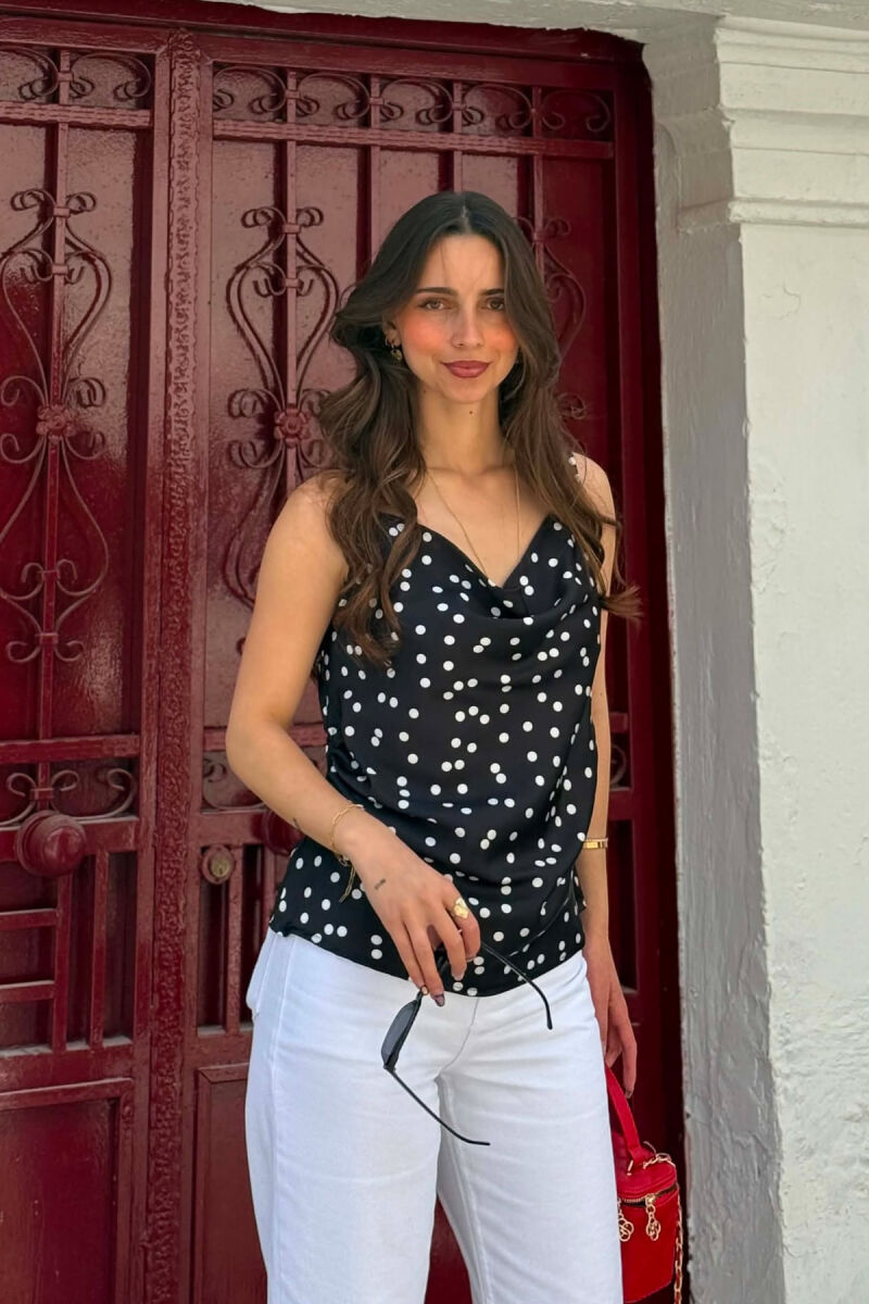 POLKA DOTS SIMPLE WOMAN TANK TOP BLACK/ E ZEZE - 1
