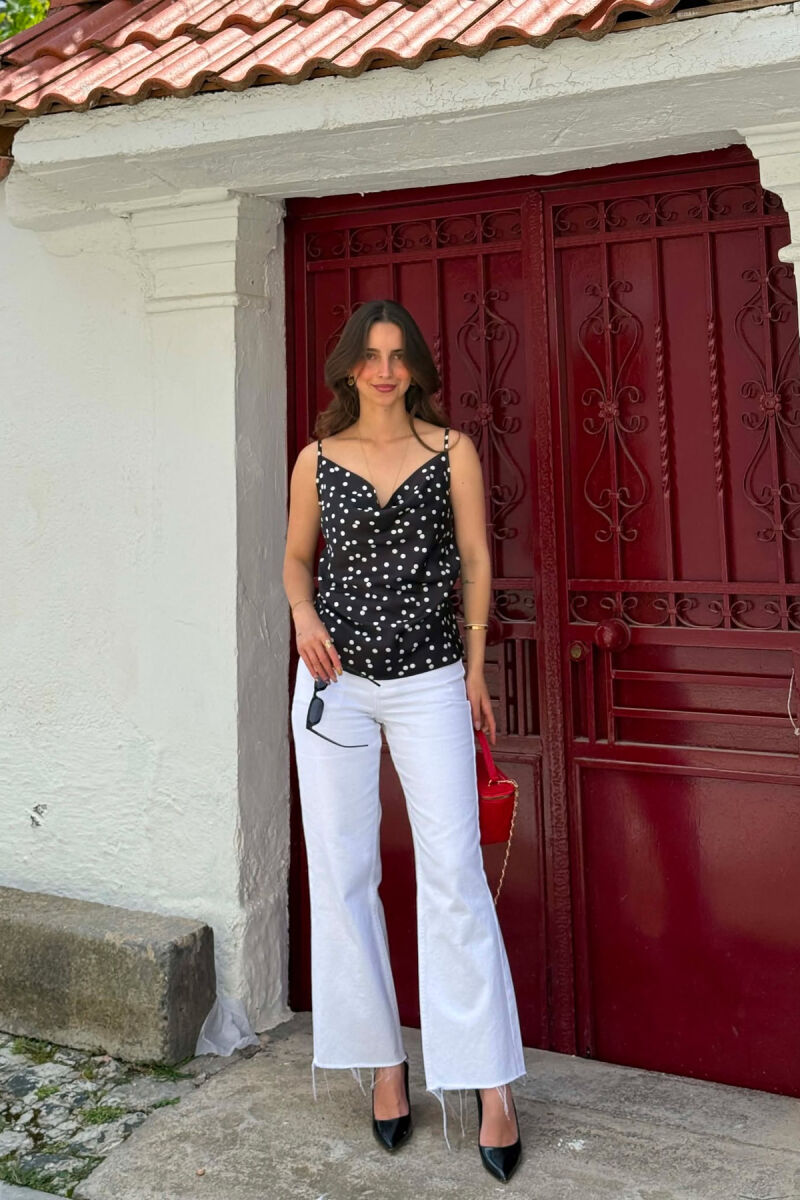POLKA DOTS SIMPLE WOMAN TANK TOP BLACK/ E ZEZE - 5