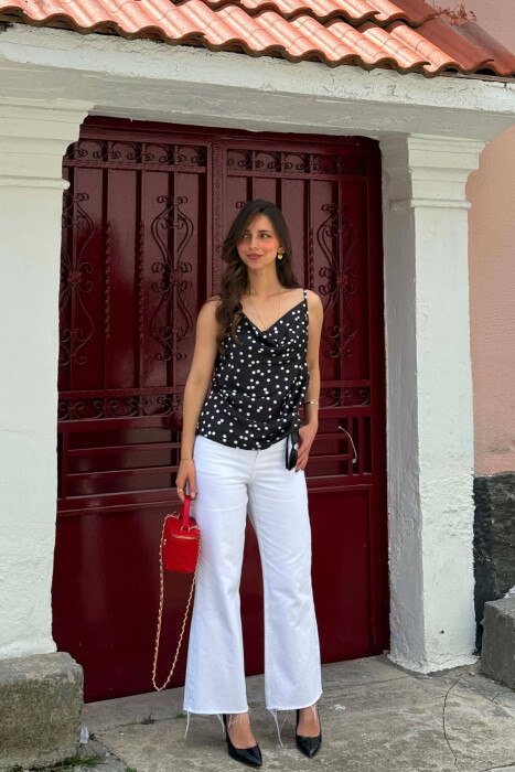 POLKA DOTS SIMPLE WOMAN TANK TOP BLACK/ E ZEZE - 6