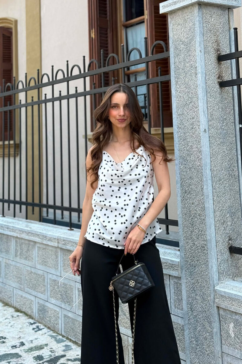 POLKA DOTS SIMPLE WOMAN TANK TOP CREAM/KREM - 2