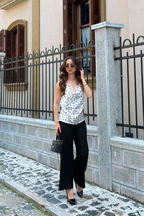 POLKA DOTS SIMPLE WOMAN TANK TOP CREAM/KREM - 5