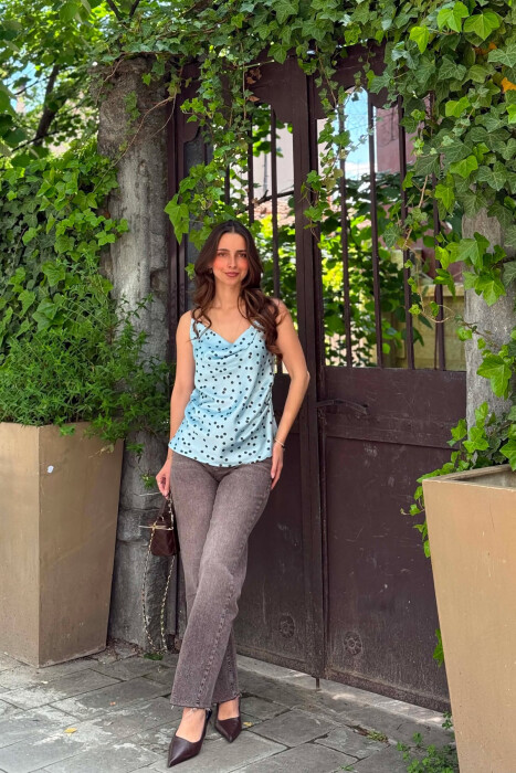 POLKA DOTS SIMPLE WOMAN TANK TOP LIGHTBLUE/BZ - 3