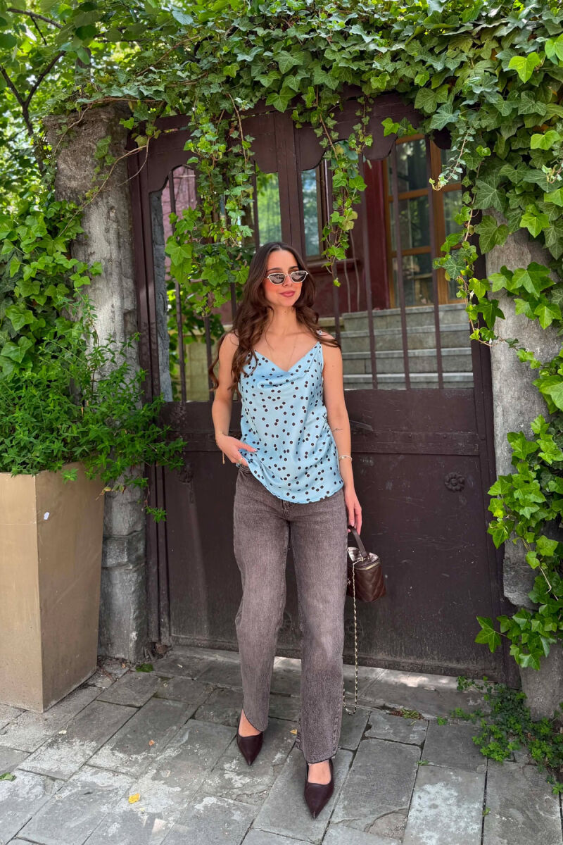 POLKA DOTS SIMPLE WOMAN TANK TOP LIGHTBLUE/BZ - 4