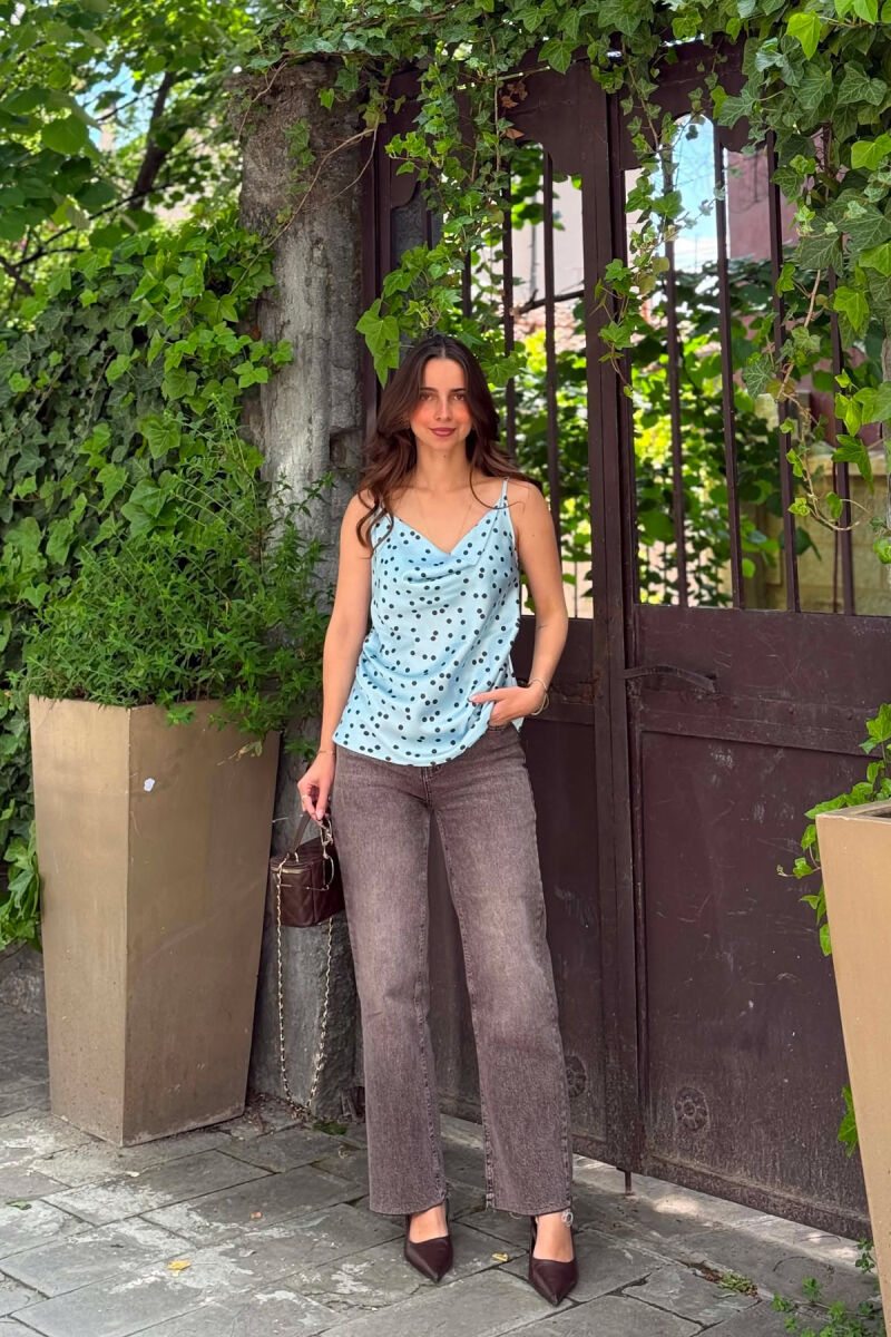 POLKA DOTS SIMPLE WOMAN TANK TOP LIGHTBLUE/BZ - 6