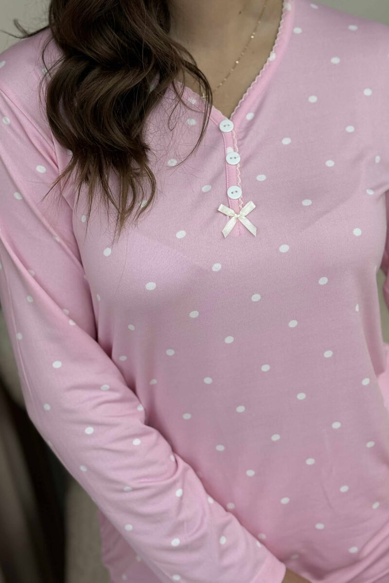 POLKA DOTS SWEATSHIRT+TROUSERS WOMEN PYJAMAS PINK/ROZE - 5