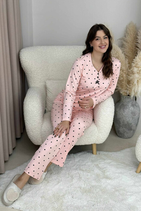 POLKA DOTS SWEATSHIRT+TROUSERS WOMEN PYJAMAS POWDER/PUDER - 3