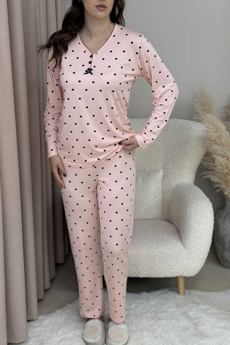 POLKA DOTS SWEATSHIRT+TROUSERS WOMEN PYJAMAS POWDER/PUDER - 4