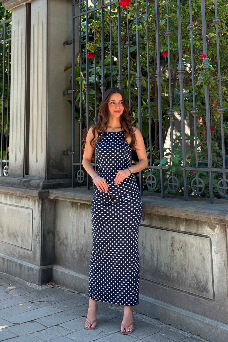 POLKA DOTS THIN STRAPS WOMAN DRESS BLUE/BLU - 1