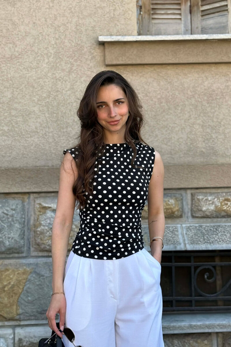 POLKA DOTS WOMAN TANK TOP BLACK/ E ZEZE - 1