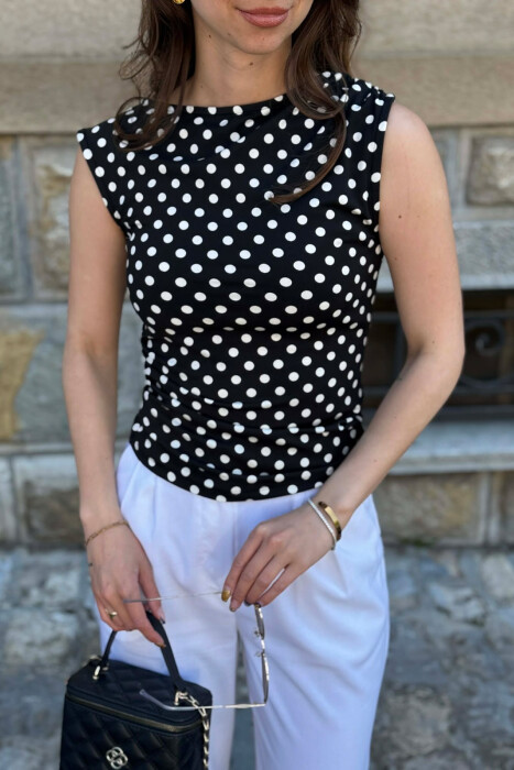 POLKA DOTS WOMAN TANK TOP BLACK/ E ZEZE - 2