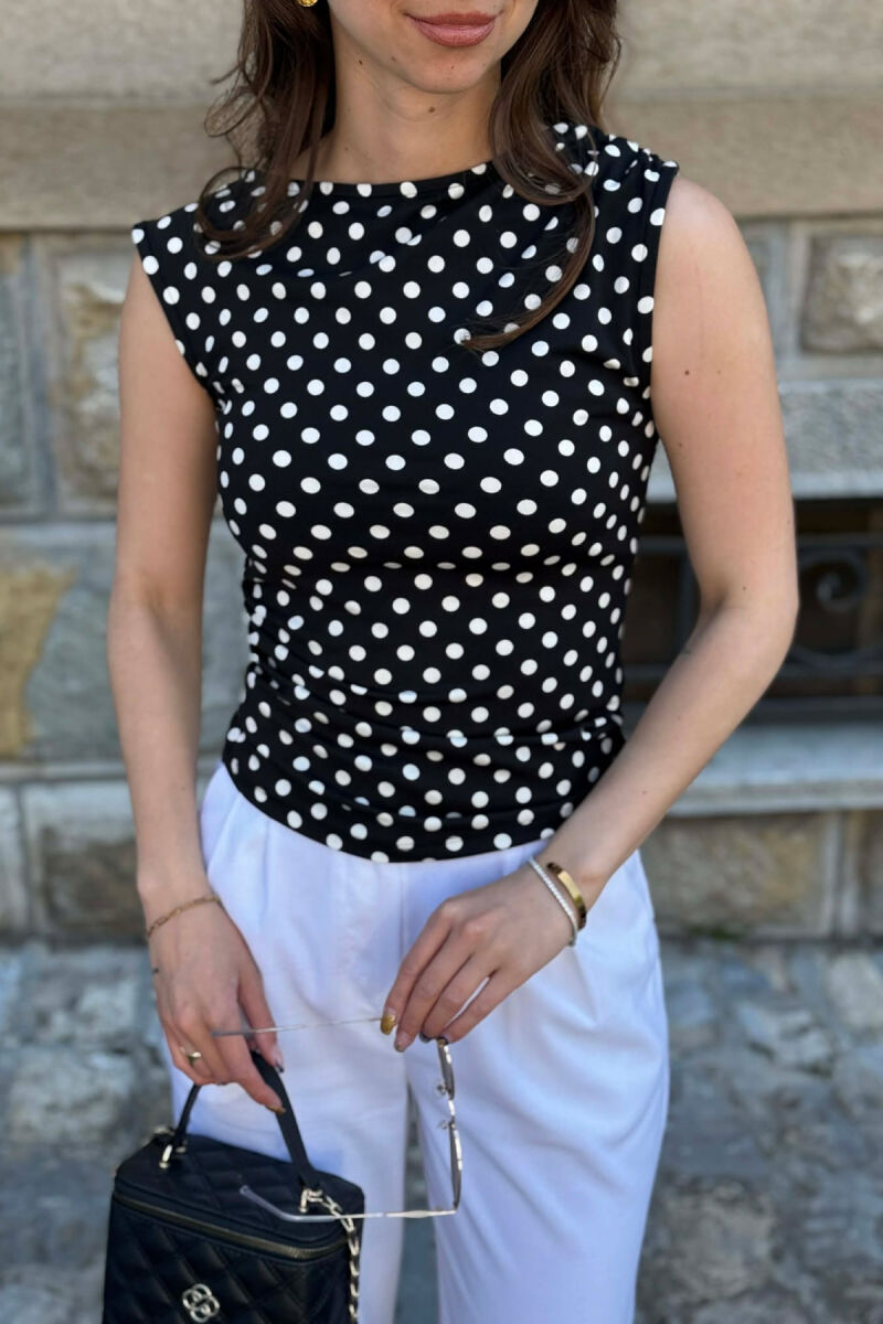 POLKA DOTS WOMAN TANK TOP BLACK/ E ZEZE - 2