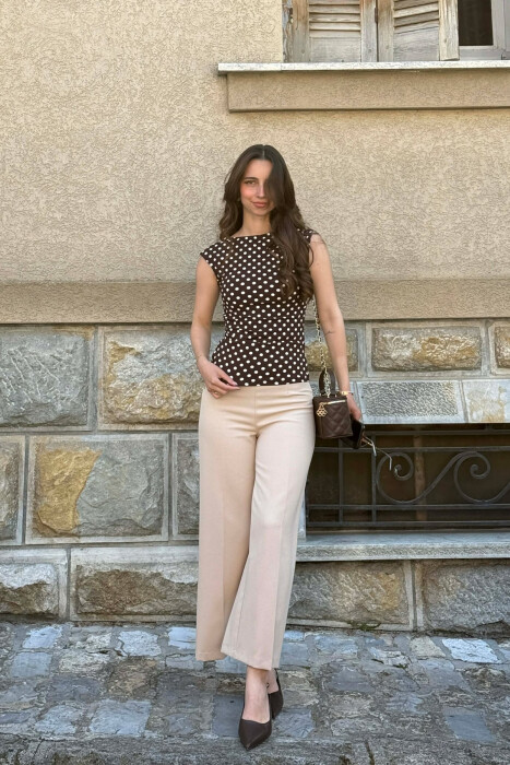 POLKA DOTS WOMAN TANK TOP BROWN/KAFE - 4