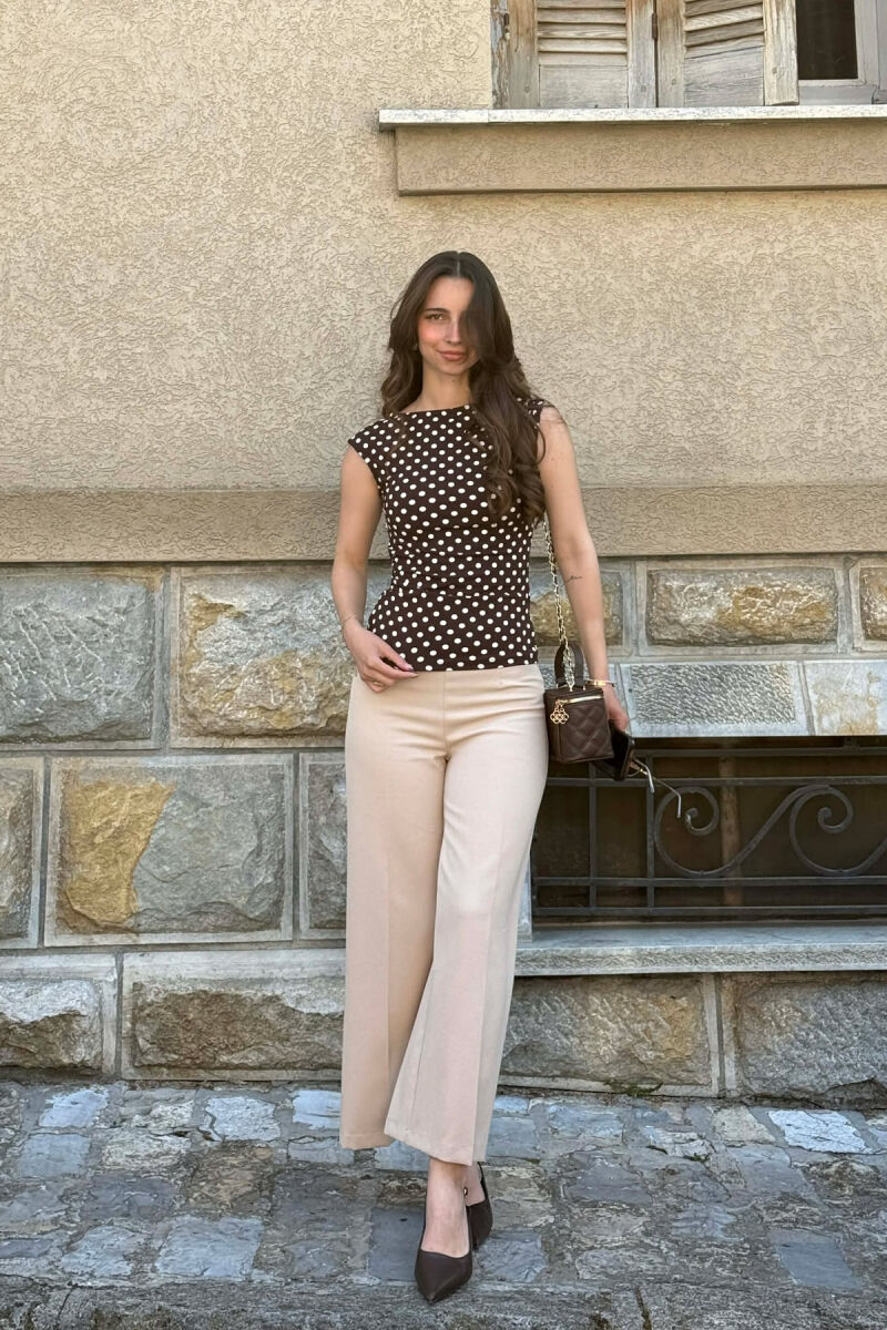 POLKA DOTS WOMAN TANK TOP BROWN/KAFE - 4