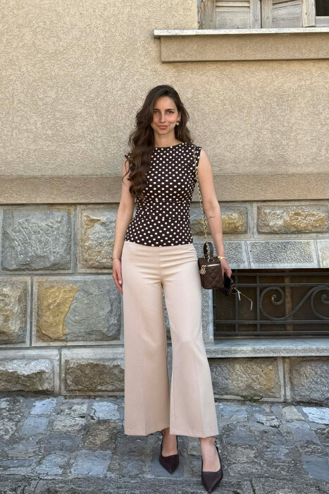 POLKA DOTS WOMAN TANK TOP BROWN/KAFE - 5