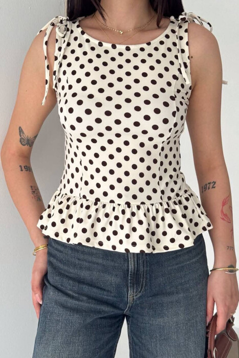 POLKA DOTS WOMAN TANK TOP CREAM/KREM - 2