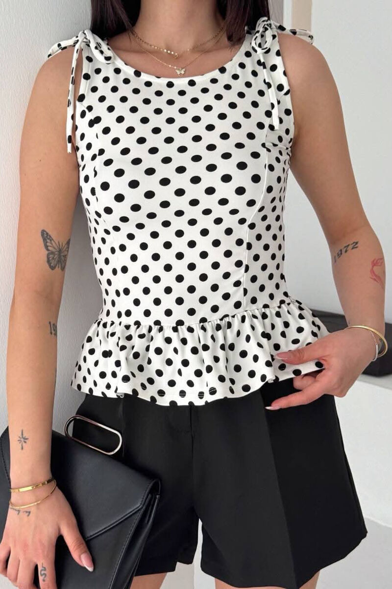 POLKA DOTS WOMAN TANK TOP WHITE-E BARDHE - 1