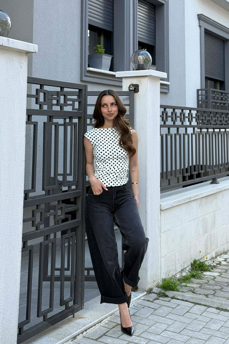 POLKA DOTS WOMAN TANK TOP WHITE-E BARDHE - 3