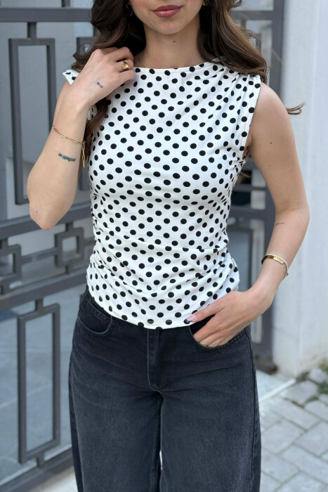 POLKA DOTS WOMAN TANK TOP WHITE-E BARDHE - 5