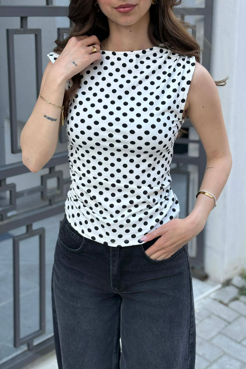 POLKA DOTS WOMAN TANK TOP WHITE-E BARDHE - 5
