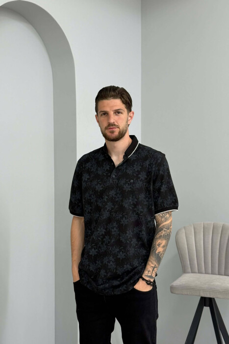 T-SHIRT ME JAKE POLO DHE BUTONA PER MESHKUJ NE NGJYRE TE ZEZE - KLAUDIO FASHION