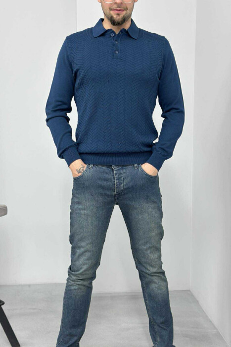 BLUZË ME JAKË POLO DHE KOPSA PËR MESHKUJ NË NGJYRËN BLU 