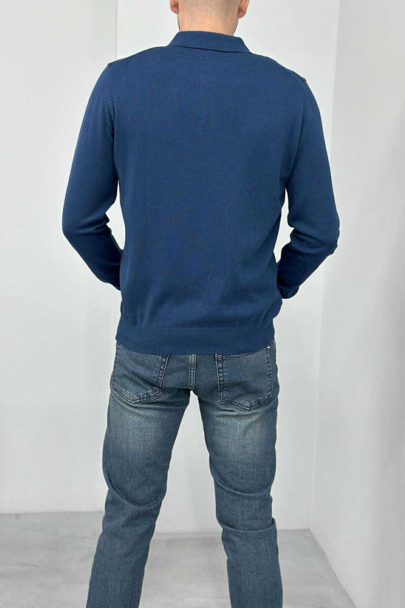 POLO BUTTONED NECK ONE COLOR MEN SWEATER BLUE/BLU - 4