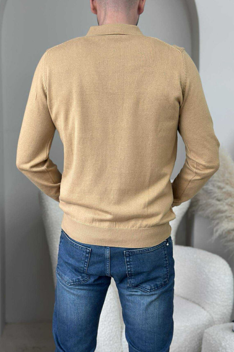 POLO BUTTONED NECK ONE COLOR MEN SWEATER MUSTARD/MUSTARDE - 4