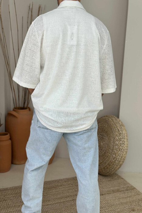 POLO NECK BUTTONED MEN SHIRT WHITE-E BARDHE - 2