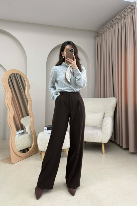 POLO NECK BUTTONED SCARF DETAIL WOMEN SWEATER LIGHT GREY/GZ - 4