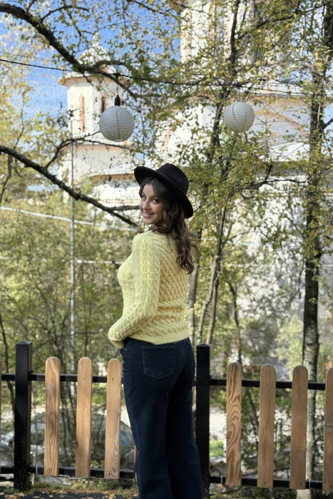 POLO NECK BUTTONED WOMEN SWEATER YELLOW/E VERDHE - 4