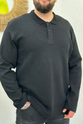 POLO NECK BUTTONS MEN SWEATSHIRT BLACK/ E ZEZE 