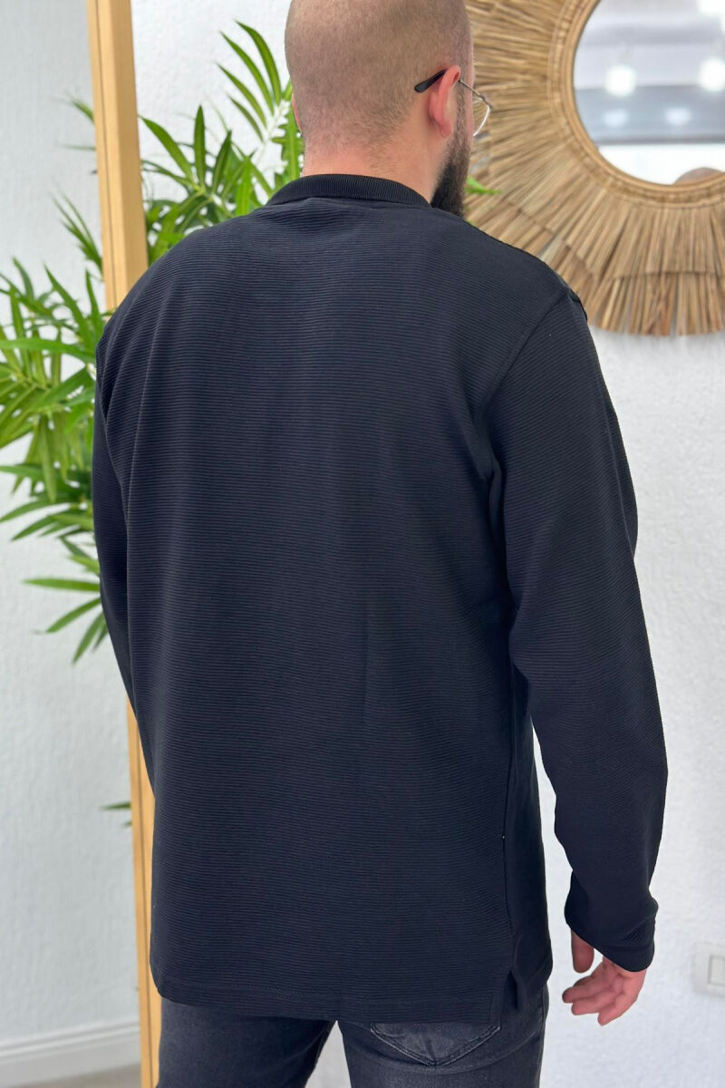 POLO NECK BUTTONS MEN SWEATSHIRT BLACK/ E ZEZE - 2